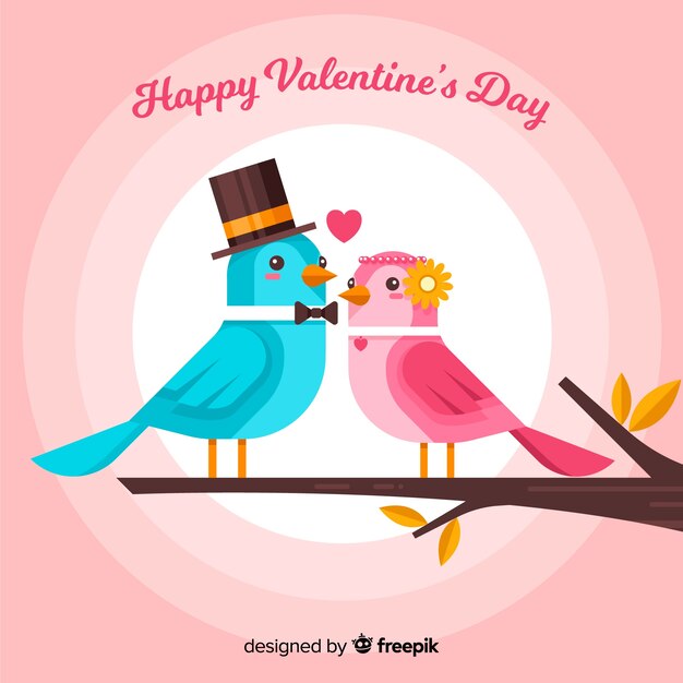 Fondo día de san valentín pareja de pájaros