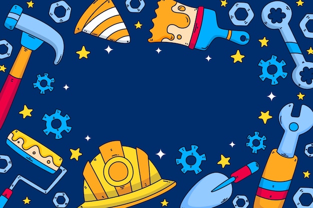 Fondo del día del trabajo dibujado a mano