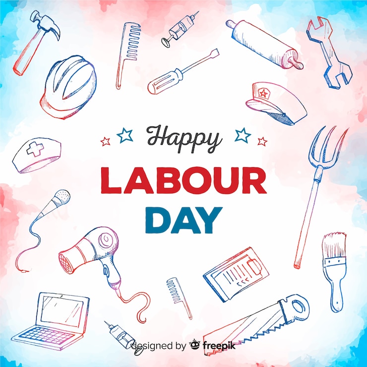Vector gratuito fondo del día del trabajo de estados unidos en estilo acuarela