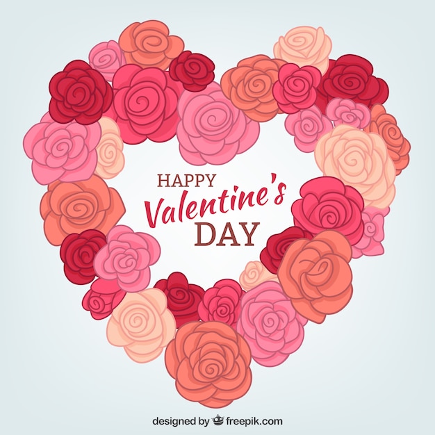 Vector gratuito fondo del día de valentín de corazón de rosas