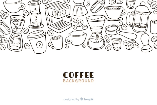 Vector gratuito fondo dibujado de bebida de café