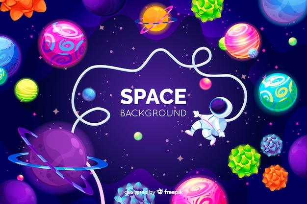 Vector gratuito fondo dibujado y colorido del espacio