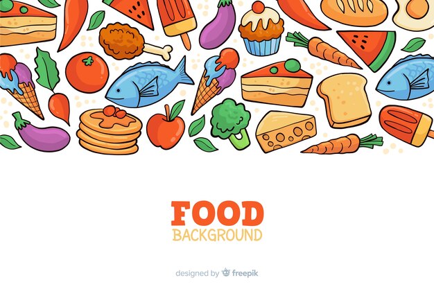 Fondo dibujado de comida deliciosa
