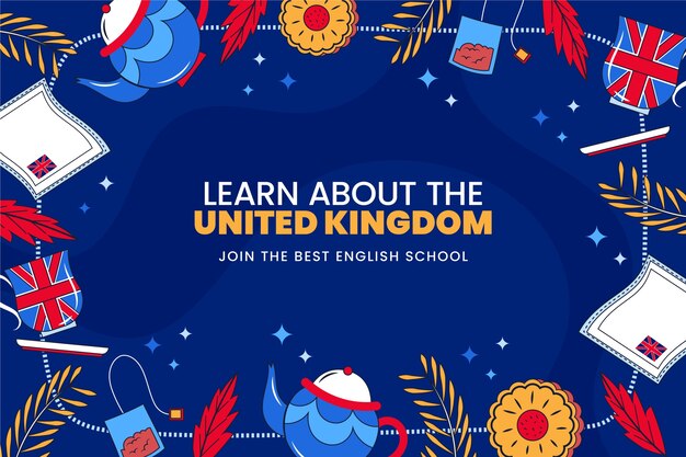 Y fondo dibujado para la escuela de inglés.