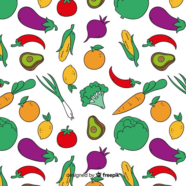 Fondo dibujado de estampado de verduras