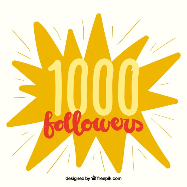 Fondo dibujado a mano de 1k de seguidores 