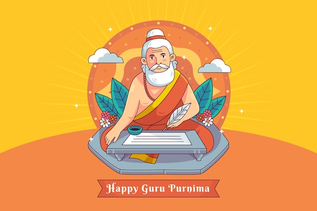 Fondo dibujado a mano para la adoración de guru purnima