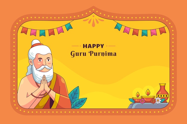 Vector gratuito fondo dibujado a mano para la adoración de guru purnima