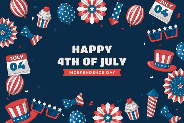 Fondo dibujado a mano para la celebración americana del 4 de julio