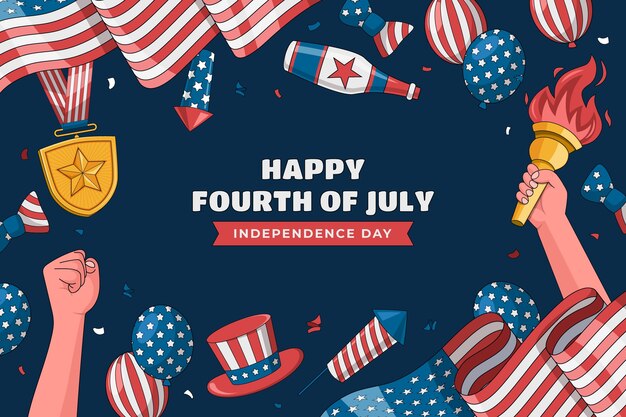Fondo dibujado a mano para la celebración americana del 4 de julio