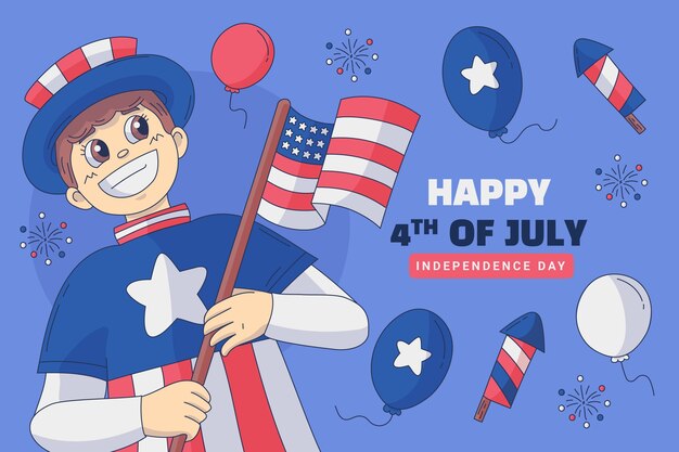 Fondo dibujado a mano para la celebración americana del 4 de julio