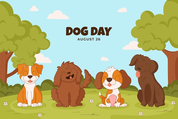Vector gratuito fondo dibujado a mano para la celebración del día internacional del perro