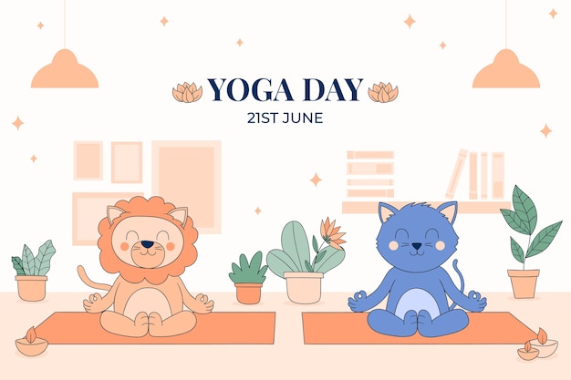 Fondo dibujado a mano para la celebración del día internacional del yoga