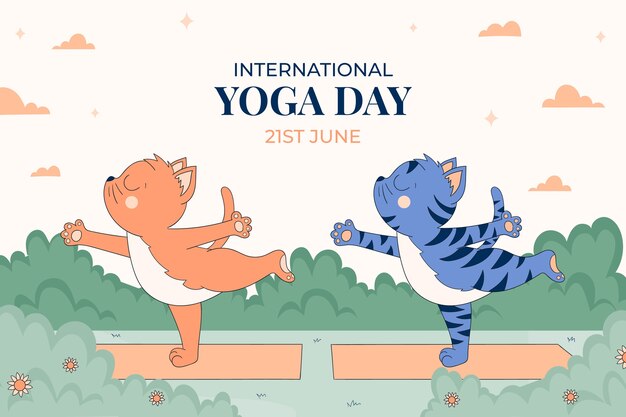 Fondo dibujado a mano para la celebración del día internacional del yoga