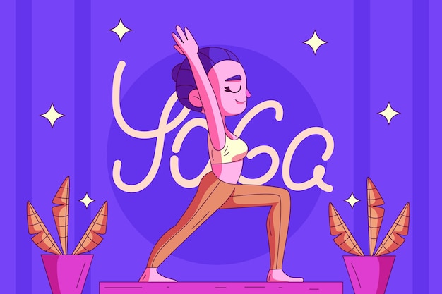 Vector gratuito fondo dibujado a mano para la celebración del día internacional del yoga