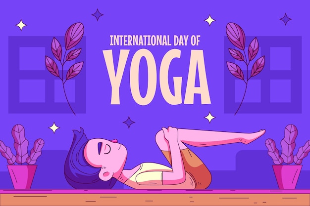 Fondo dibujado a mano para la celebración del día internacional del yoga