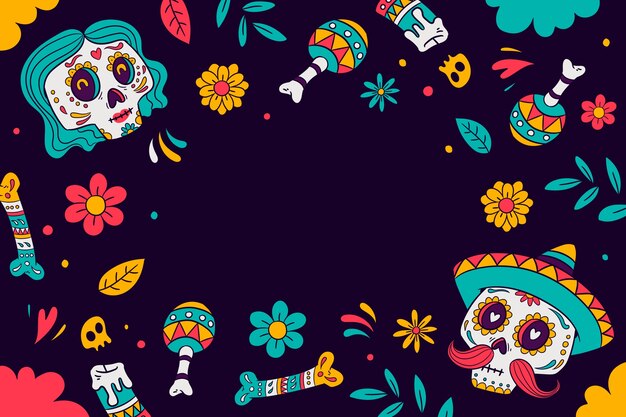 Fondo dibujado a mano para la celebración del dia de muertos