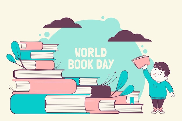 Fondo dibujado a mano para la celebración del día mundial del libro