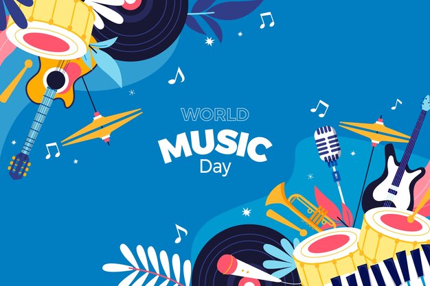 Fondo dibujado a mano para la celebración del día mundial de la música