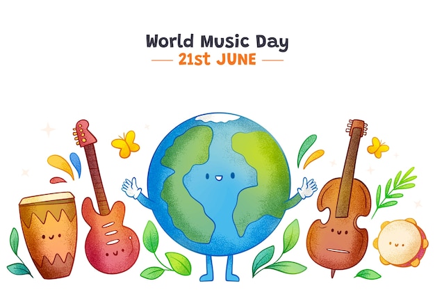 Fondo dibujado a mano para la celebración del día mundial de la música
