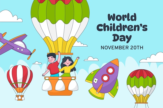 Vector gratuito fondo dibujado a mano para la celebración del día mundial del niño