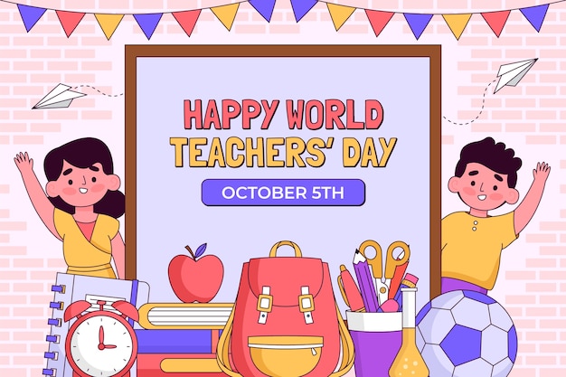 Fondo dibujado a mano para la celebración del Día Mundial del Profesor