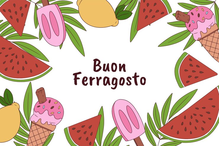 Vector gratuito fondo dibujado a mano para la celebración del ferragosto italiano