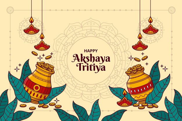 Fondo dibujado a mano para la celebración del festival akshaya tritiya
