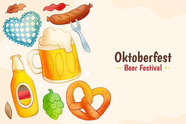 Vector gratuito fondo dibujado a mano para la celebración del festival de la cerveza oktoberfest