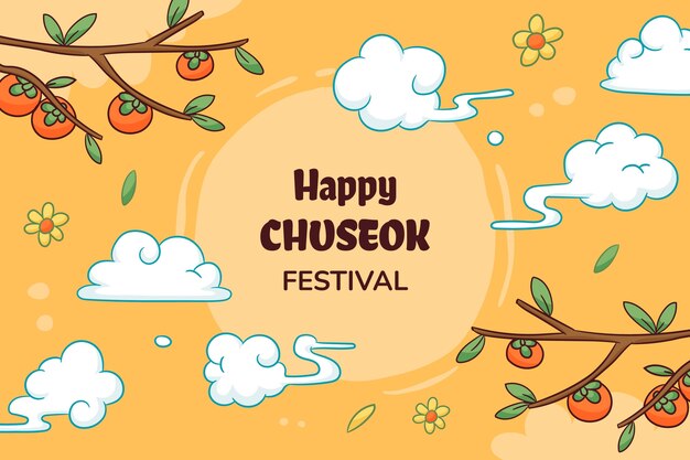 Fondo dibujado a mano para la celebración del festival coreano chuseok