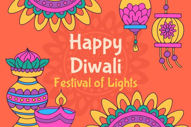 Fondo dibujado a mano para la celebración del festival diwali