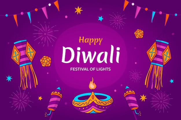 Vector gratuito fondo dibujado a mano para la celebración del festival diwali