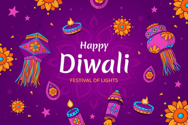 Vector gratuito fondo dibujado a mano para la celebración del festival diwali