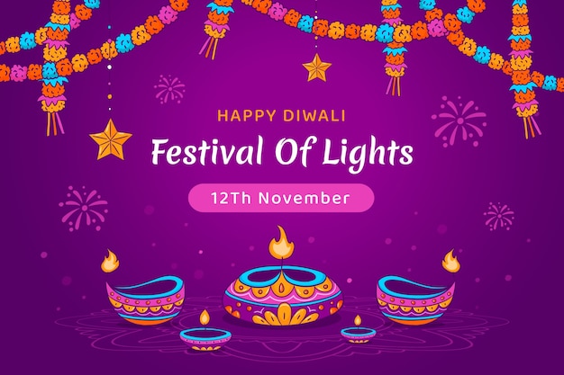 Fondo dibujado a mano para la celebración del festival diwali