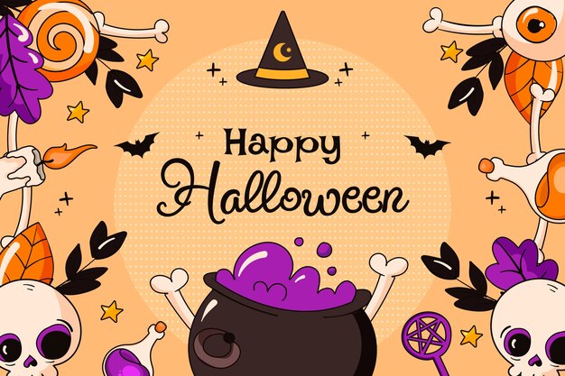 Fondo dibujado a mano para la celebración de halloween