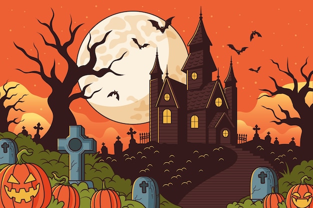 Fondo dibujado a mano para la celebración de Halloween