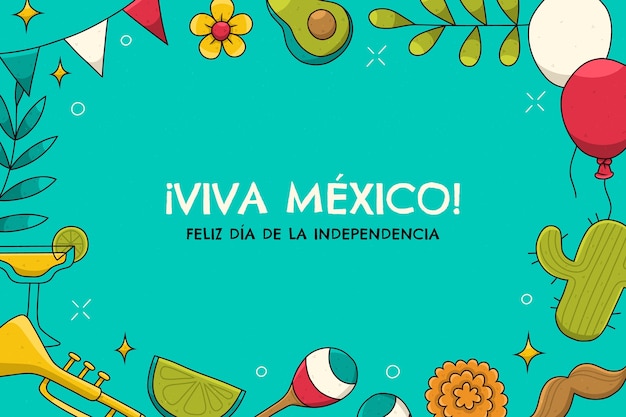 Vector gratuito fondo dibujado a mano para la celebración de la independencia de méxico