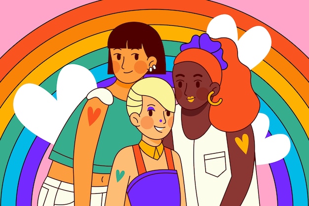 Fondo dibujado a mano para la celebración del mes del orgullo