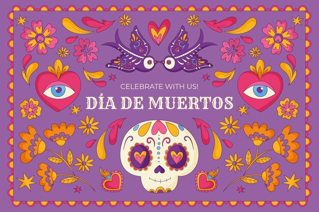 Fondo dibujado a mano para la celebración mexicana del dia de muertos