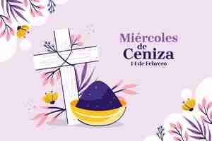 Vector gratuito fondo dibujado a mano para la celebración religiosa del miércoles de ceniza