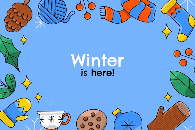 Fondo dibujado a mano para la celebración de la temporada de invierno
