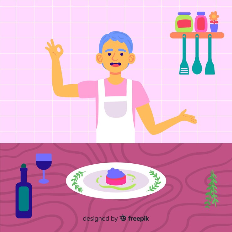 Vector gratuito fondo dibujado a mano chico cocinando