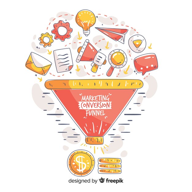 Fondo dibujado a mano conversión marketing