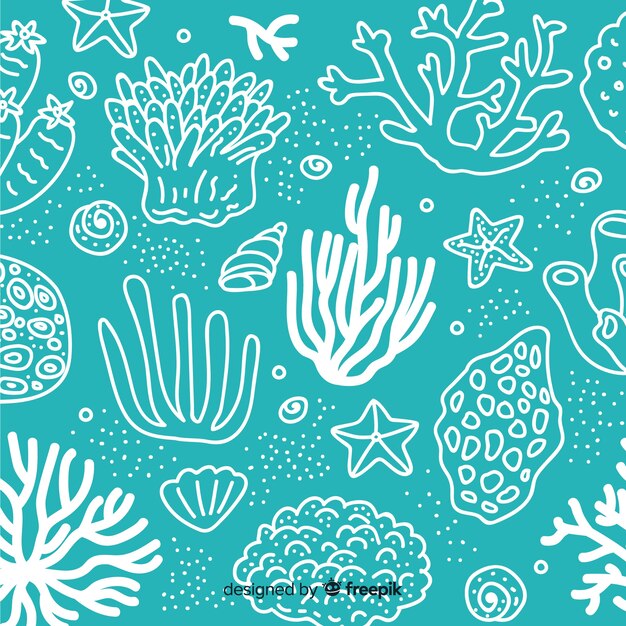 Fondo dibujado a mano coral