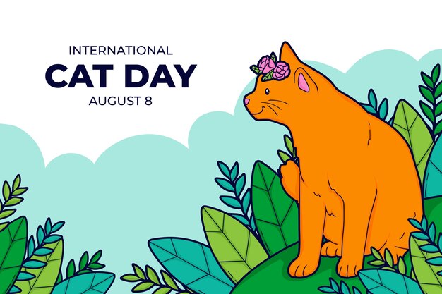 Fondo dibujado a mano del día internacional del gato