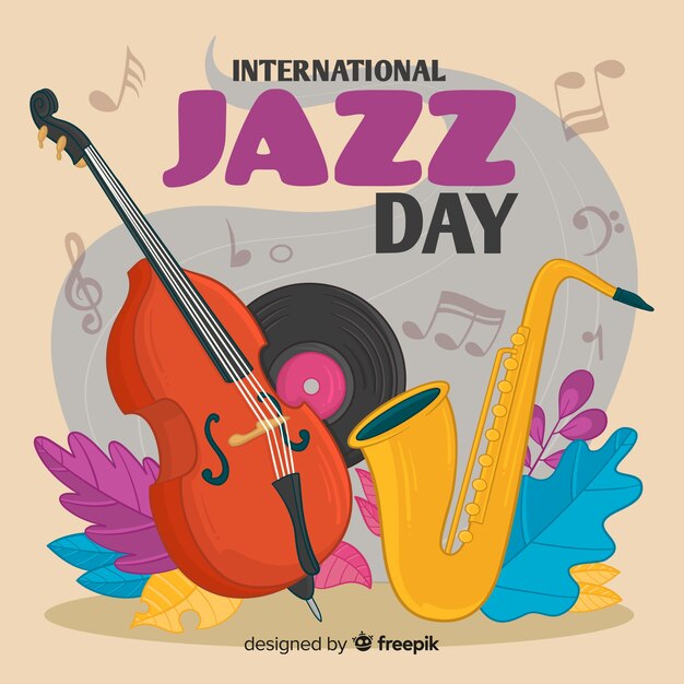 Fondo dibujado a mano para el Día Internacional del Jazz
