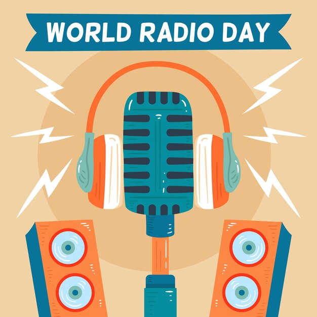 Fondo dibujado a mano del día mundial de la radio