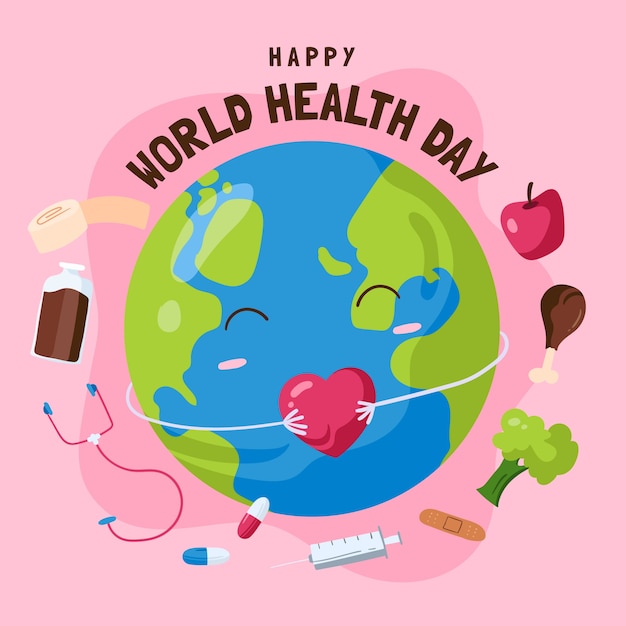 Vector gratuito fondo dibujado a mano día mundial de la salud