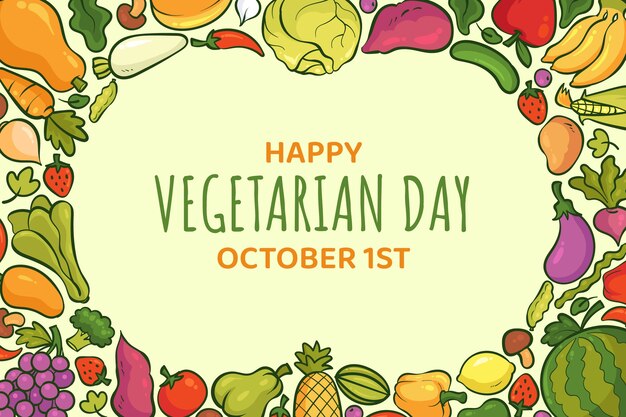 Fondo dibujado a mano para el Día Mundial del Vegetarianismo
