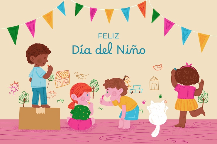 Vector gratuito fondo dibujado a mano de dia del nino